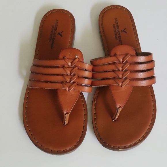 American Eagle Outfitters Shoes - Strappy Leather Flip Flop Sandals